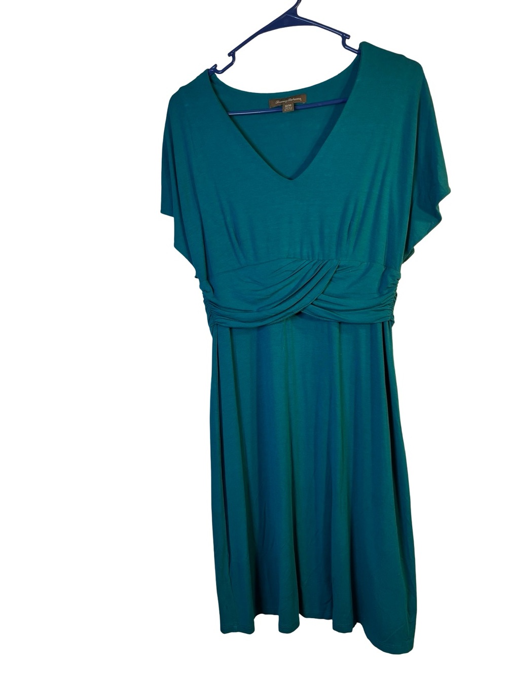 Tommy Bahama Teal V-Neck Twist-Waist Midi Dress
